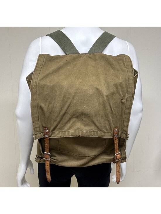 Vintage US Forest Service Pack Sack Canvas Leather USFS Backpack Field Bag Olive